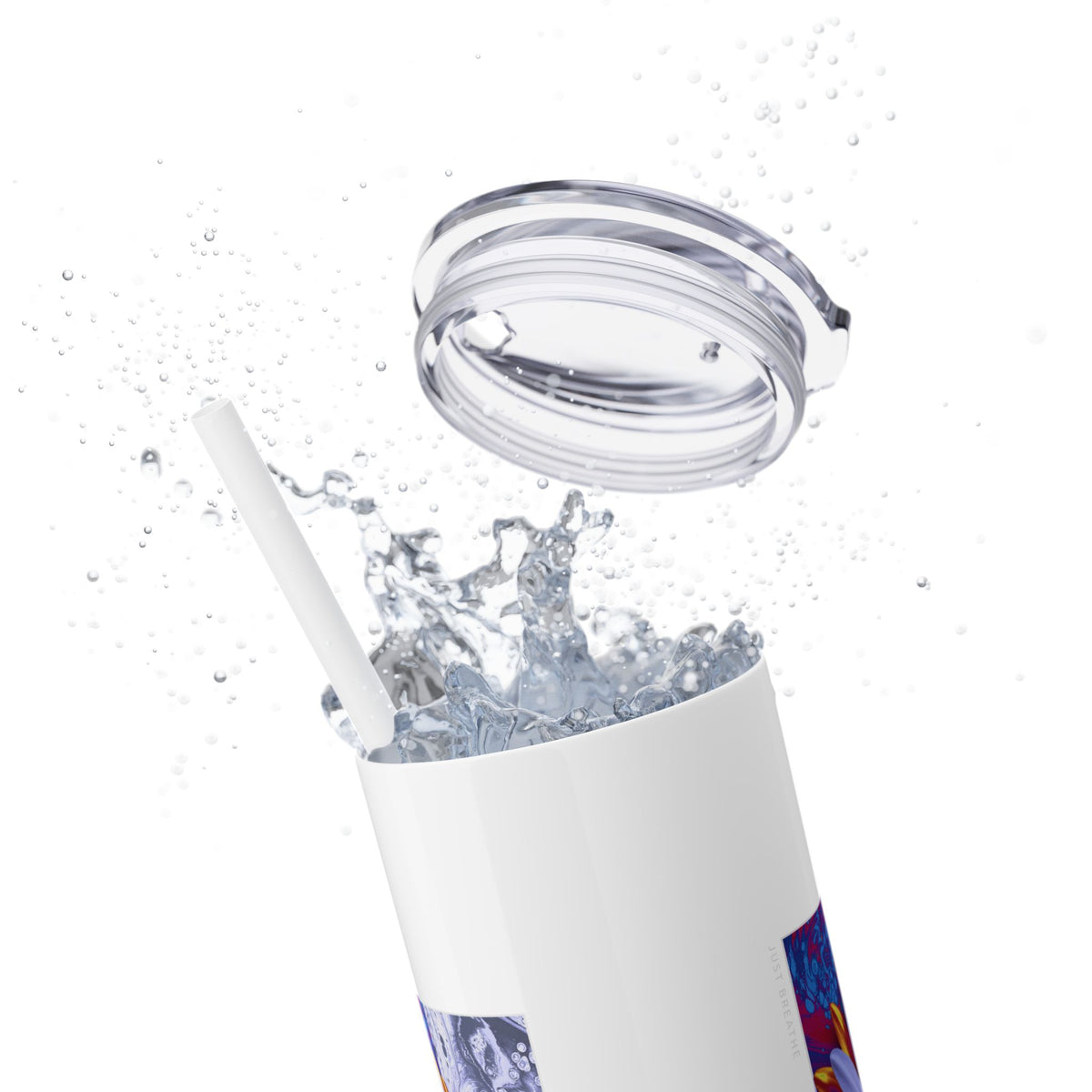 Floral Skinny Tumbler with Straw, 20oz