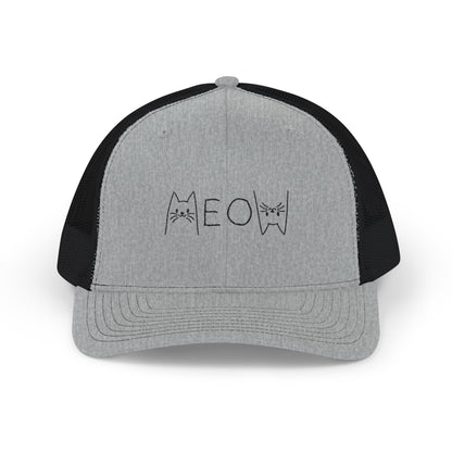 Meow Embroidered Cat Snapback