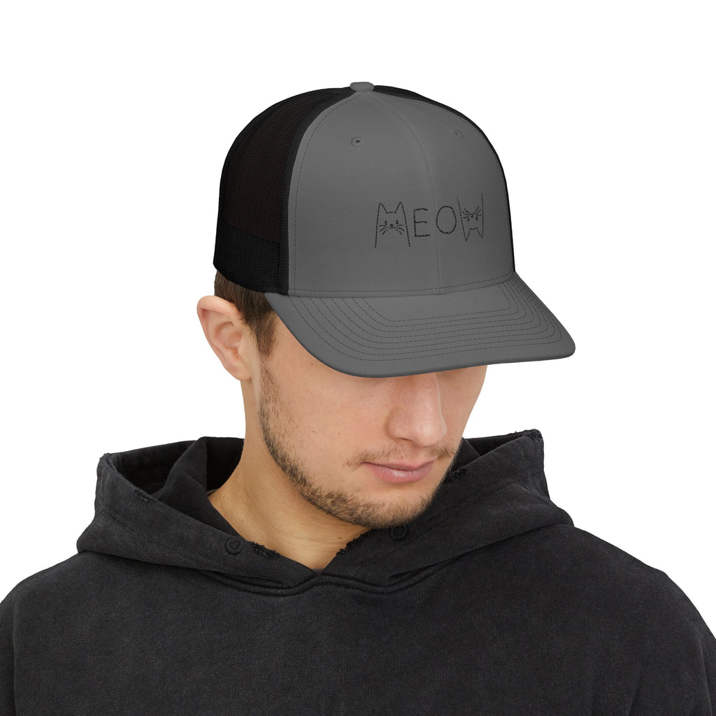 Meow Embroidered Cat Snapback