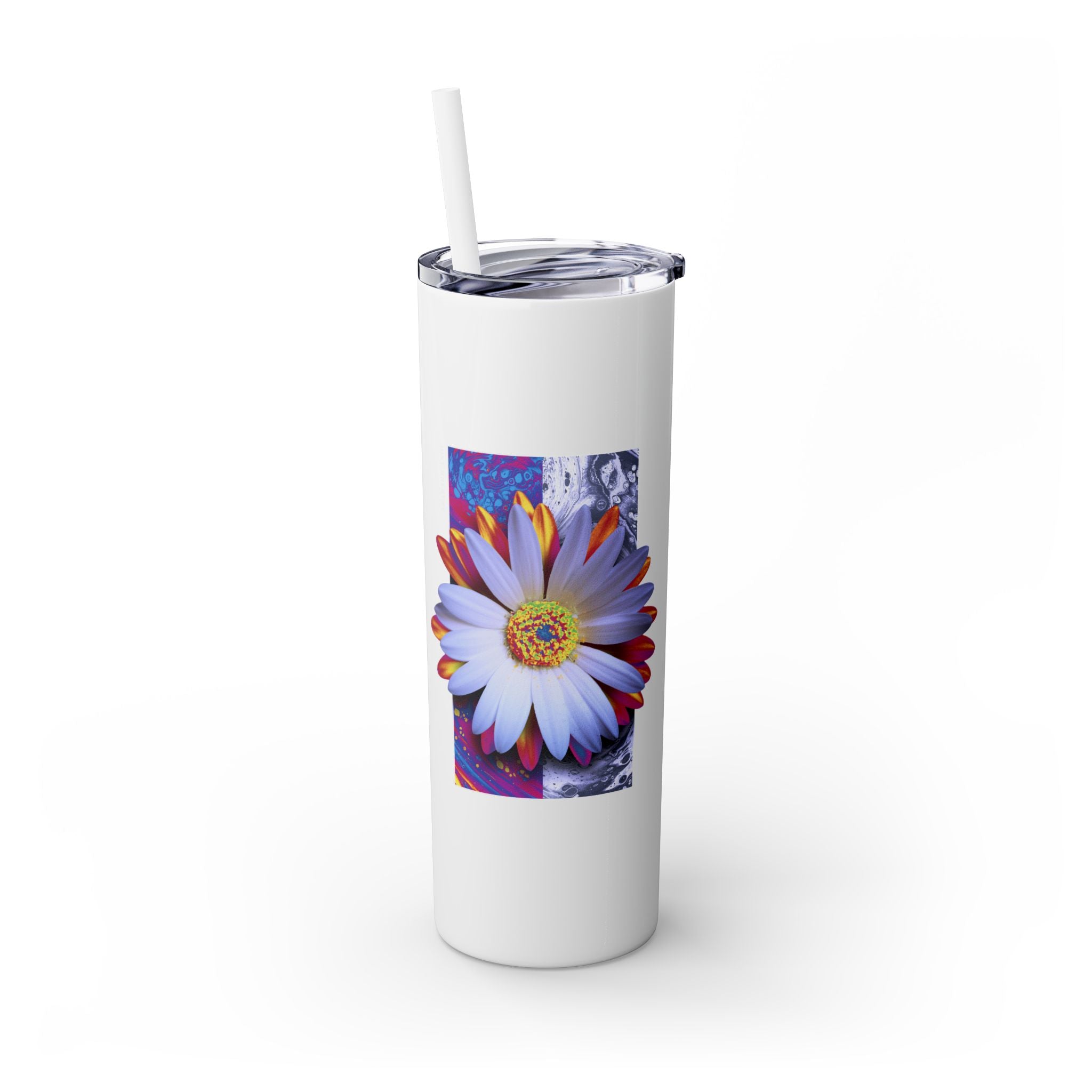 Floral Skinny Tumbler with Straw, 20oz