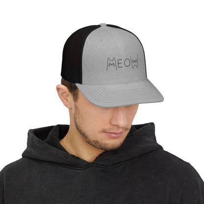 Meow Embroidered Cat Snapback