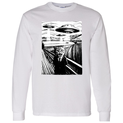 Munch's Scream Style UFO an Cat T Shirt
