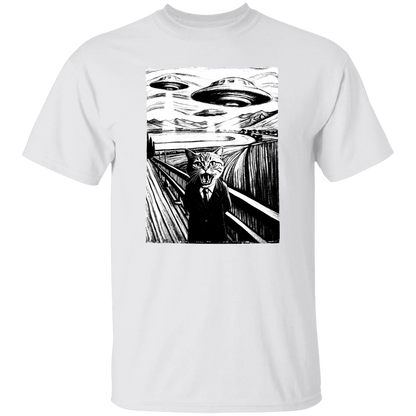 Munch's Scream Style UFO an Cat T Shirt