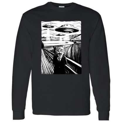 Munch's Scream Style UFO an Cat T Shirt