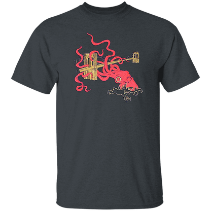 Unleash Your Inner Sea Monster with the Squid Attack Kraken Brooklyn Bridge T-Shirt!