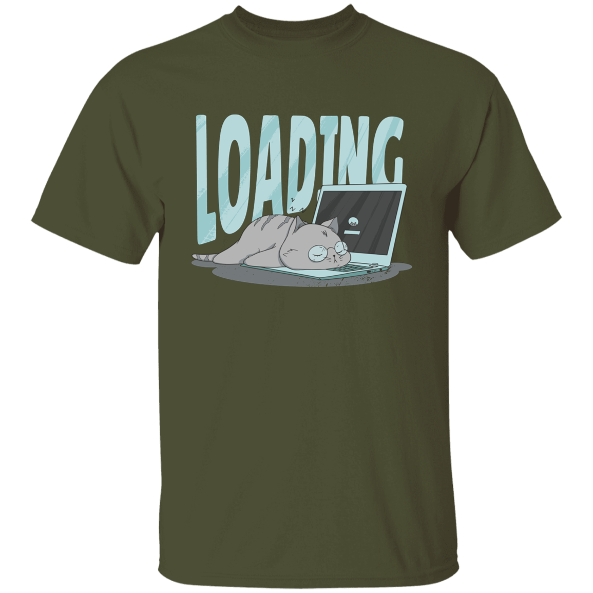 Cute Cat Sleeping On Computer T-Shirt