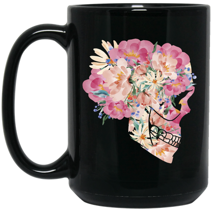 Watercolor Skeleton With Flowers Coffee Mug