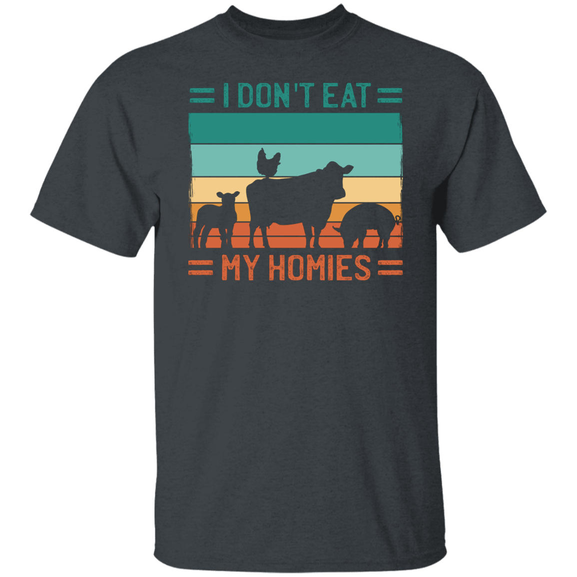 Vegan T Shirt I Don't Eat My Homies Retro Sunset Tee