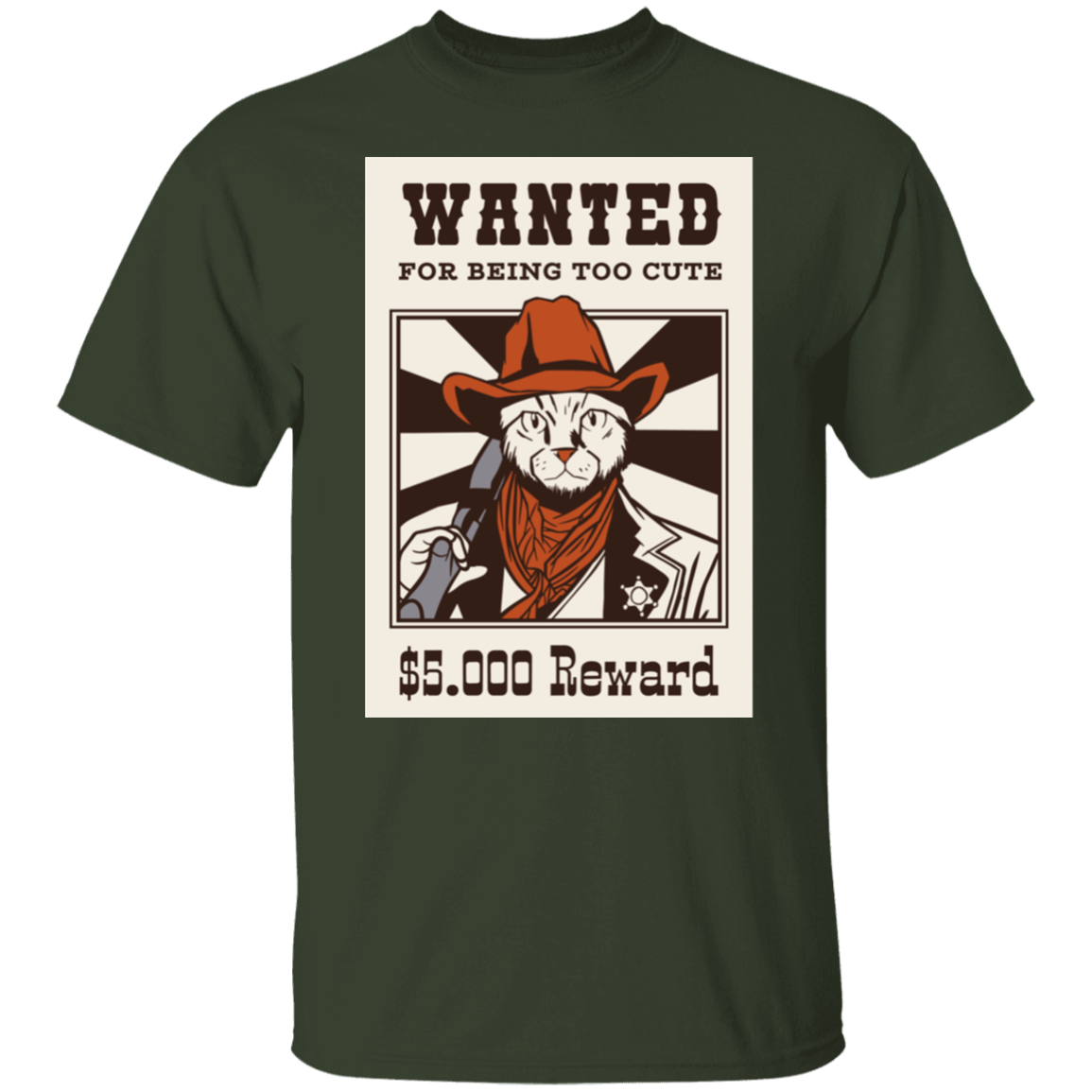 Cowboy Cat Wanted Animal  T-Shirt