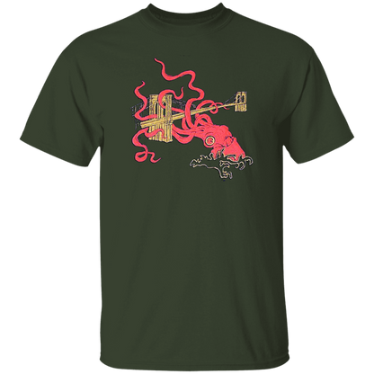 Unleash Your Inner Sea Monster with the Squid Attack Kraken Brooklyn Bridge T-Shirt!
