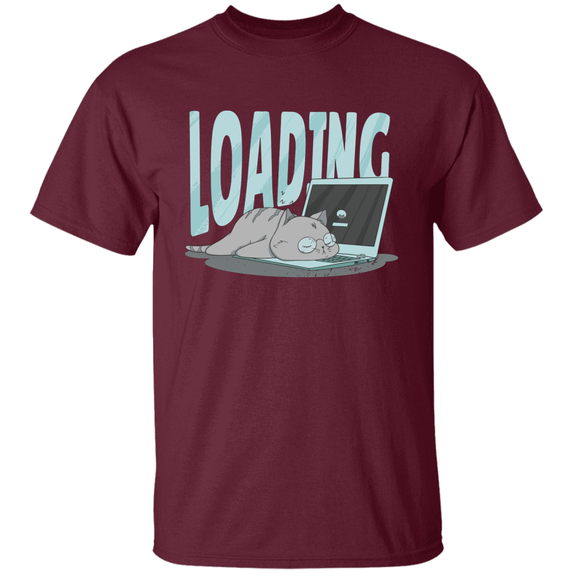 Cute Cat Sleeping On Computer T-Shirt