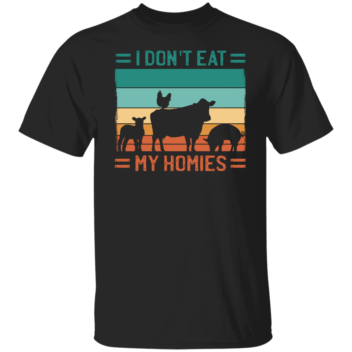 Vegan T Shirt I Don't Eat My Homies Retro Sunset Tee