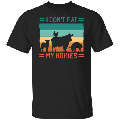 Vegan T Shirt I Don't Eat My Homies Retro Sunset Tee