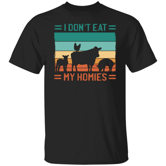 Vegan T Shirt I Don't Eat My Homies Retro Sunset Tee