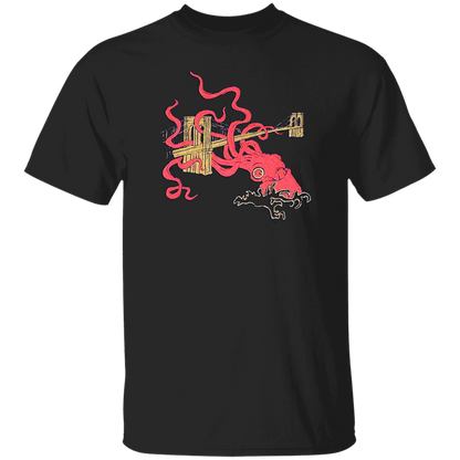 Unleash Your Inner Sea Monster with the Squid Attack Kraken Brooklyn Bridge T-Shirt!