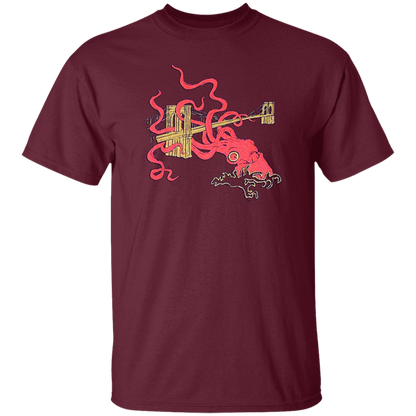Unleash Your Inner Sea Monster with the Squid Attack Kraken Brooklyn Bridge T-Shirt!