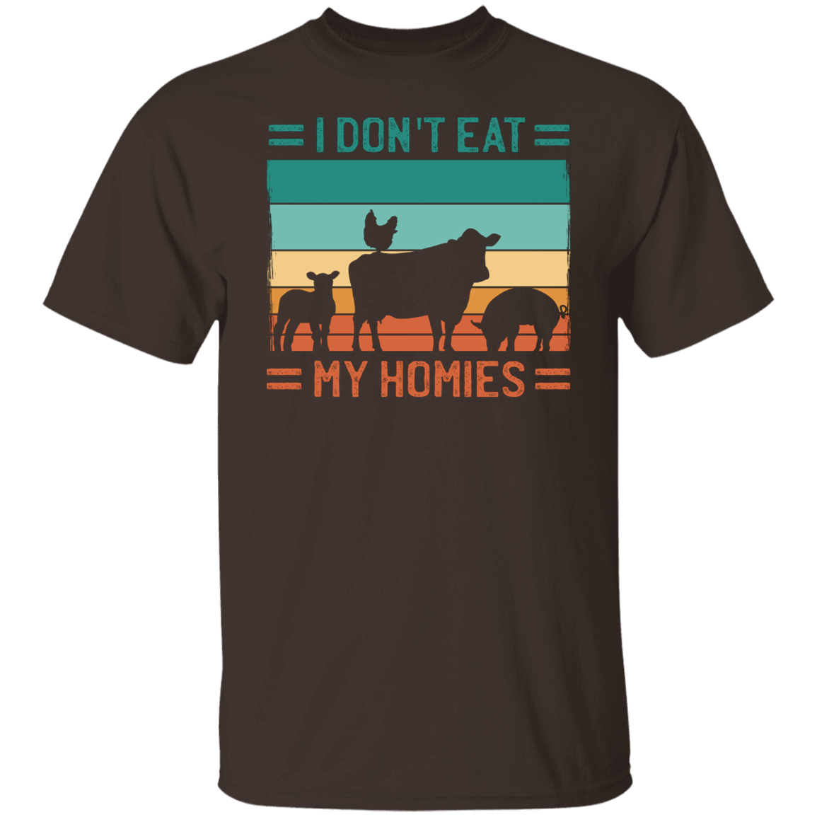Vegan T Shirt I Don't Eat My Homies Retro Sunset Tee