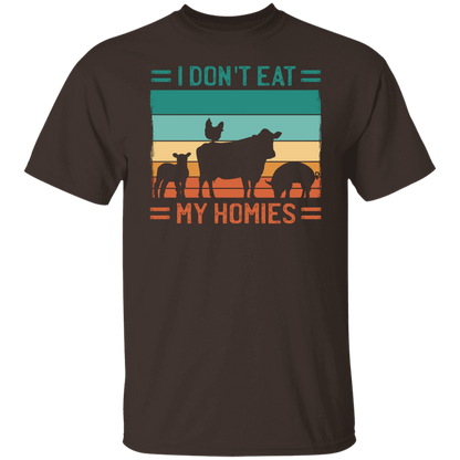 Vegan T Shirt I Don't Eat My Homies Retro Sunset Tee