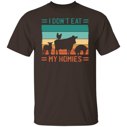 Vegan T Shirt I Don't Eat My Homies Retro Sunset Tee