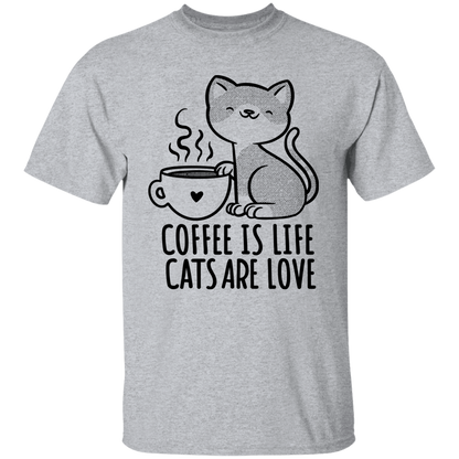 Coffee Is Life Cats Are Love T-Shirt