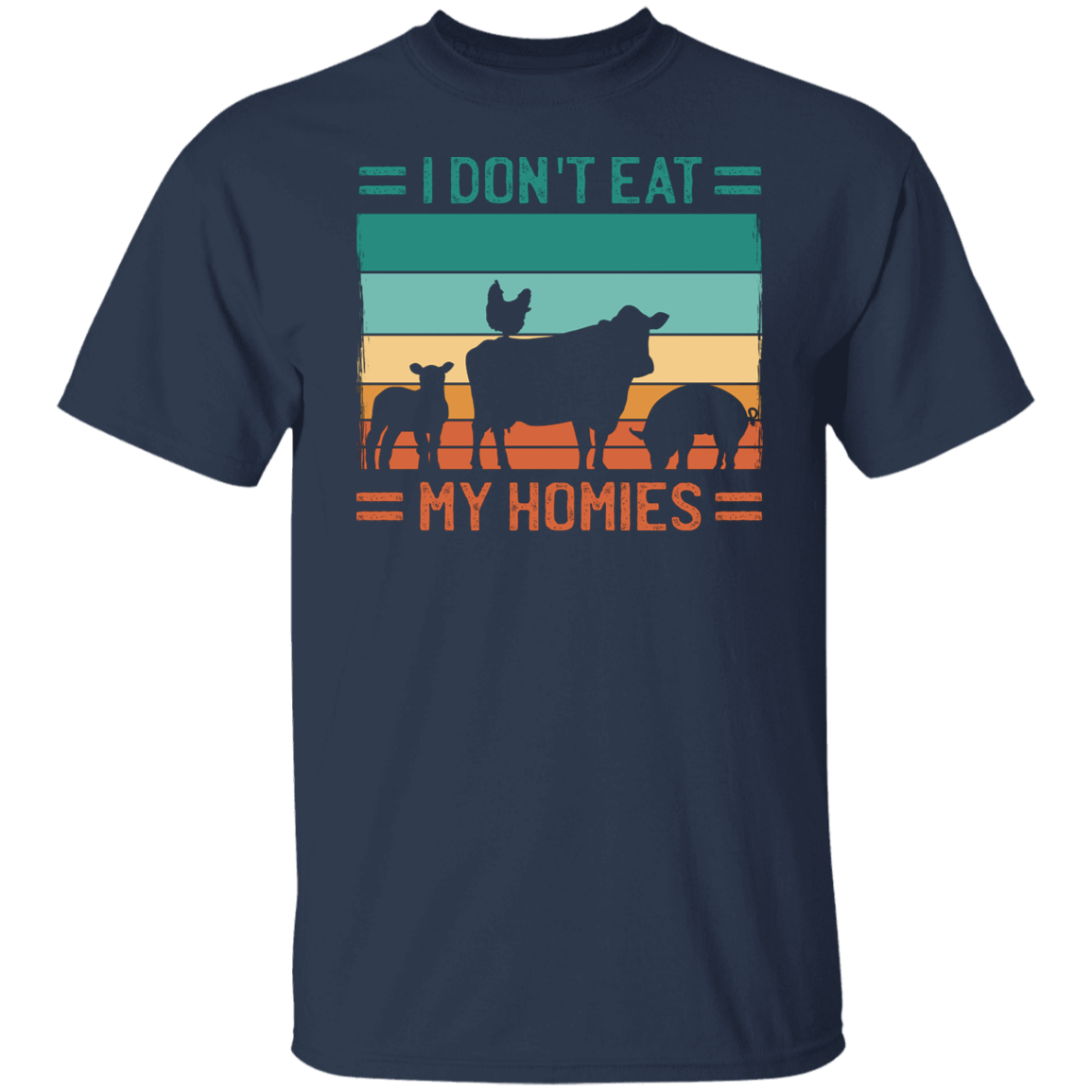 Vegan T Shirt I Don't Eat My Homies Retro Sunset Tee