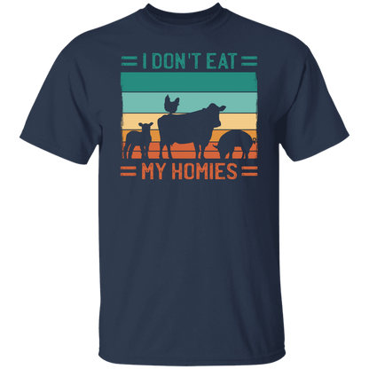 Vegan T Shirt I Don't Eat My Homies Retro Sunset Tee