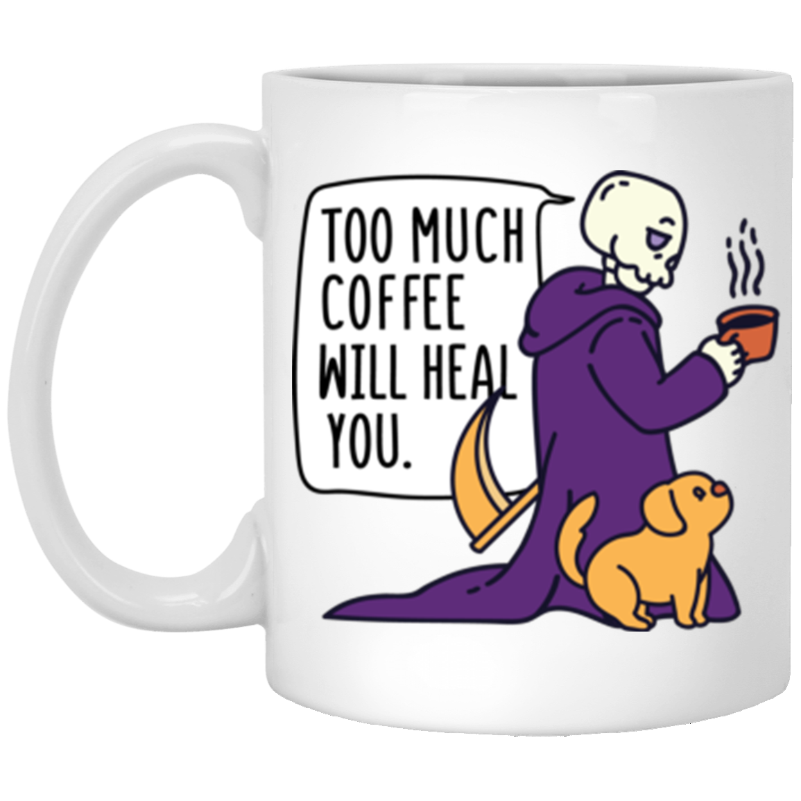 Grim Reaper Drinking Coffee Mug