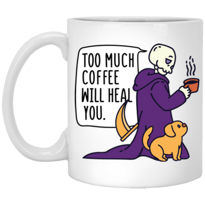 Grim Reaper Drinking Coffee Mug