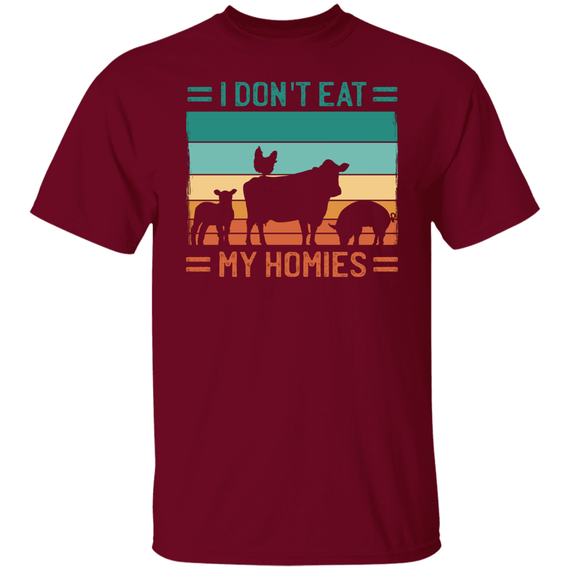 Vegan T Shirt I Don't Eat My Homies Retro Sunset Tee