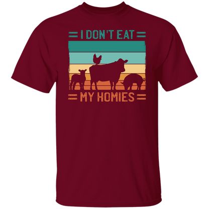 Vegan T Shirt I Don't Eat My Homies Retro Sunset Tee