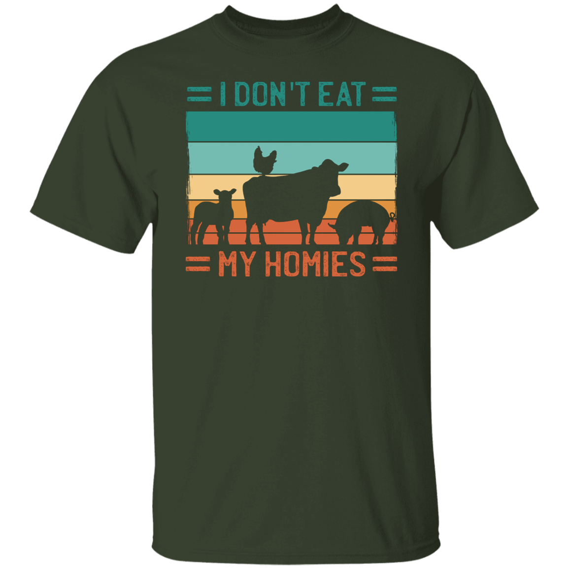 Vegan T Shirt I Don't Eat My Homies Retro Sunset Tee