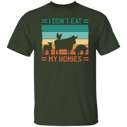 Vegan T Shirt I Don't Eat My Homies Retro Sunset Tee
