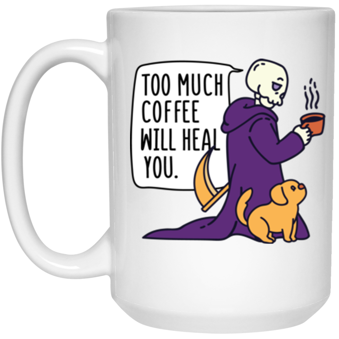 Grim Reaper Drinking Coffee Mug