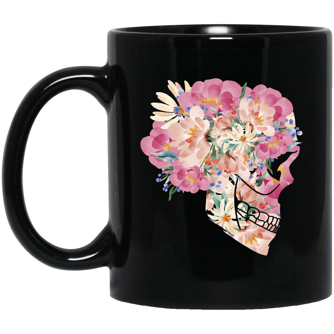 Watercolor Skeleton With Flowers Coffee Mug
